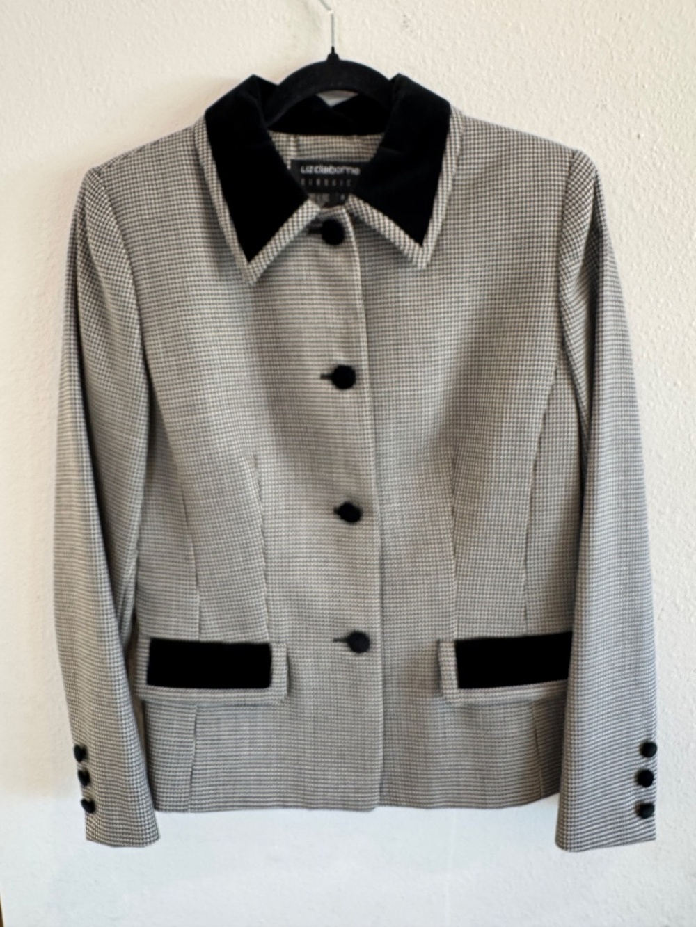 Liz Claiborne Classics Black & White Houndstooth Jacket Size 6